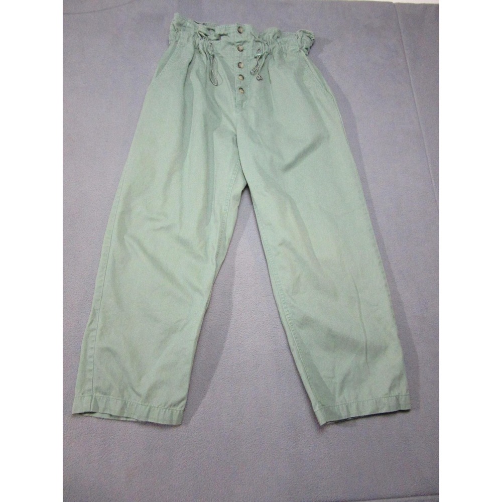 Urban Outfitters Pants Womens Medium Green Paperbag Wide Leg Cropped 5 Button
